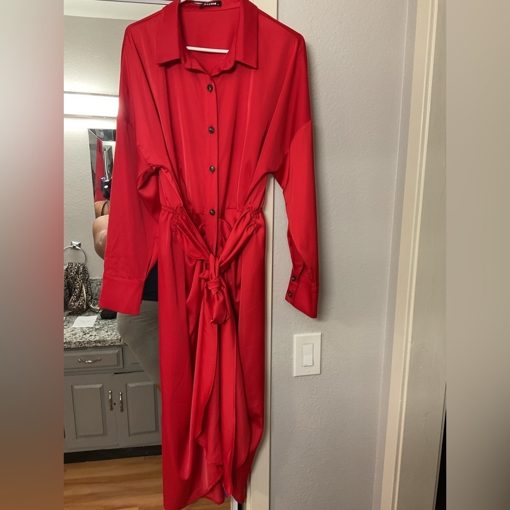 Elegant Red Long Sleeve Dress. NWOT